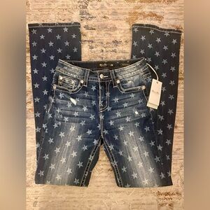 NWT Miss Me Americana Star Print High Rise Bootcut Jeans
